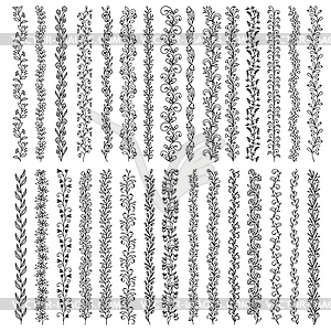 Вертикальные бордюры с цветочным орнаментом, разделители - векторный дизайн