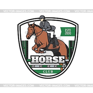 Horse club retro icon jockey on stallion - vector clipart