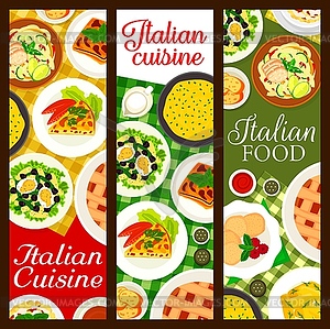 Italian cuisine restaurant meals vertical banners - vector clip art