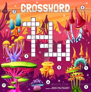 Magic alien mushrooms on crossword grid game - vector EPS clipart