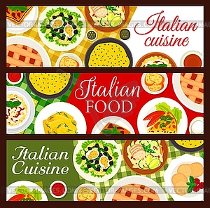 Italian cuisine restaurant meals banners - vector clip art