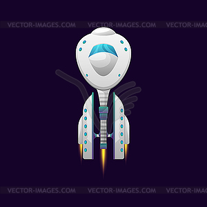 Rocketship cartoon spacecraft, galaxy spaceship - vector clipart