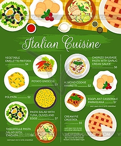 Italian cuisine restaurant menu page template - vector EPS clipart