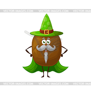 Cartoon kiwi fruit wizard or magician character - vector clipart