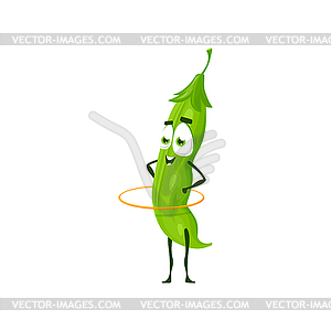 Мультяшный персонаж из овощного гороха, вегетарианский вид спорта - векторный дизайн