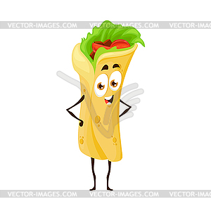 Funny shawarma character. burrito, roll - vector clipart