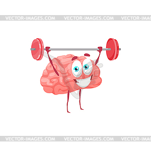 Brain power, cartoon character lifting dumbbells - vector image