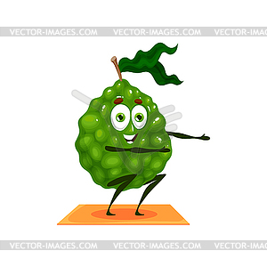 Bergamot cartoon character on fitness yoga pilates - vector image