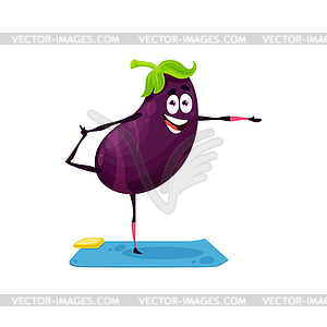 Cute cartoon character eggplant vegetable fun face - vector EPS clipart