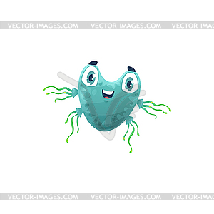 Cartoon virus cell icon cute green bacteria - vector image