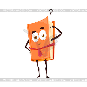 Book cartoon character with question mark - vector image