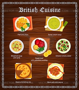 British cuisine menu page design template - stock vector clipart
