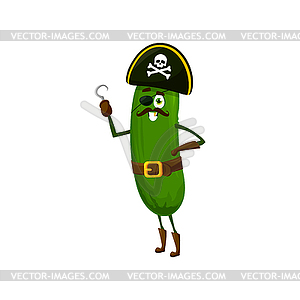 Pirate emoticon green cucumber cartoon character - vector image