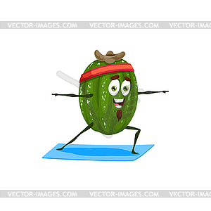 Guavasteen cartoon character fitness yoga pilates - vector image