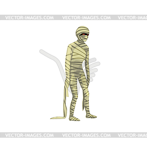 Мультяшная жуткая мумия, персонаж Хэллоуина - векторный клипарт Royalty-Free