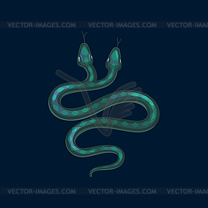 Halloween snake with two heads, magic character - vector image