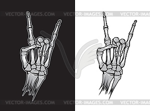 Hand bone tattoo, victory gesture of skeleton hand - vector clipart