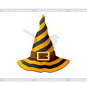 Striped witch hat Halloween magical cap - vector image