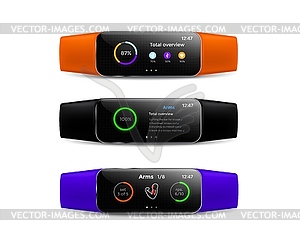 Fitness tracker display screen interface - vector image