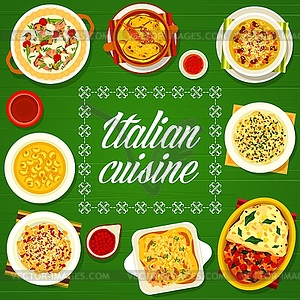 Italian cuisine menu cover, Italy restaurant food - vector clipart