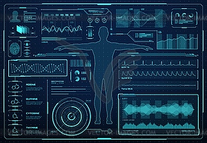 HUD interface, health care future medicine graphs - vector image