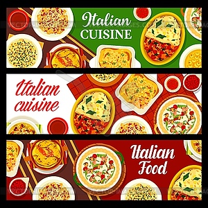 Italian cuisine banners Italy restaurant food menu - vector image