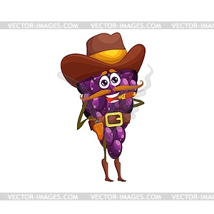 Cartoon grape sheriff character, berry - vector image