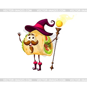Cartoon tacos wizard character mexican food - vector EPS clipart