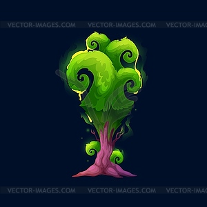 Fantastic alien magic tree cartoon luminous forest - vector image