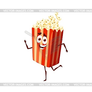 Cartoon popcorn box character, pop corn - vector image