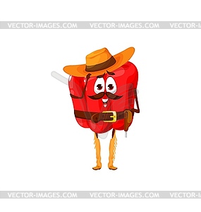 Cartoon bell pepper cowboy character personage - vector image