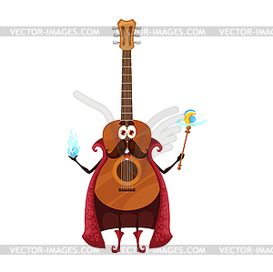 Cartoon guitar mage personage, wizard - vector image