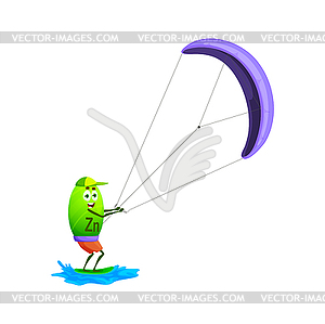 Cartoon zinc or zincum character on parasailing - vector EPS clipart