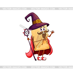 Cartoon tamales meal funny wizard character - vector image