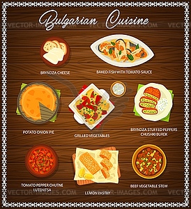 Bulgarian food menu, Bulgaria restaurant cuisine - vector clip art