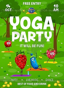 Yoga party flyer, cartoon invitation poster - vector clipart