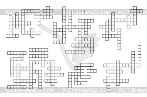 Crossword puzzle, find word quiz grids set - vector image
