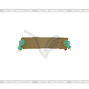 Dead creature grabs zombie hands with fabric piece - vector image