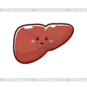 Healthy liver cartoon character with funny face - vector clipart