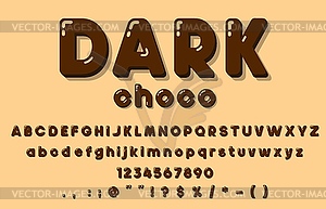 Шоколадный шрифт, алфавит какао-конфет choco candy - клипарт в формате EPS