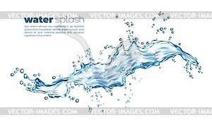 Blue water wave with splash and drops - vector clipart