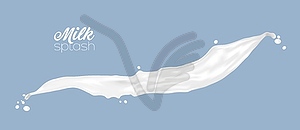 White yogurt flow, milk or cream wave splash - vector clip art