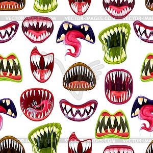 Scary monster mouths with teeth seamless pattern - vector image