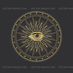 Esoteric magic symbol, occult, mystic and alchemy - vector clipart