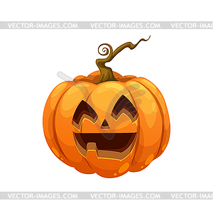 Funny Halloween pumpkin lantern, holiday character - vector image