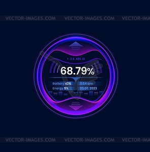 Futuristic car dashboard neon dial - vector clip art