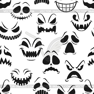 Halloween pumpkin faces seamless pattern - vector image