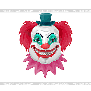 Scary circus monster face horror clown - vector image