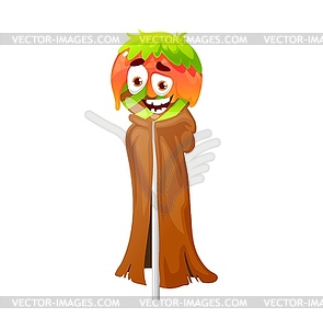 Cartoon Halloween scarecrow lollipop character - vector clipart