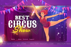 Shapito circus cartoon gymnast or aerialist show - vector clipart